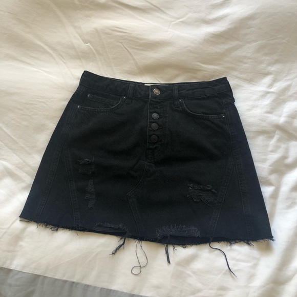 Free People Black Denim Skirt - Picture 1 of 3